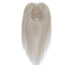 8x11cm Breathable Hair Topper, 12 inches 35g 120% Density Real Human Hair, 3 Non-Slip BB Clips, Wearable on Left, Right & Middle Part, Versatile Styling for Hair Loss & Volume Boost (Grey)