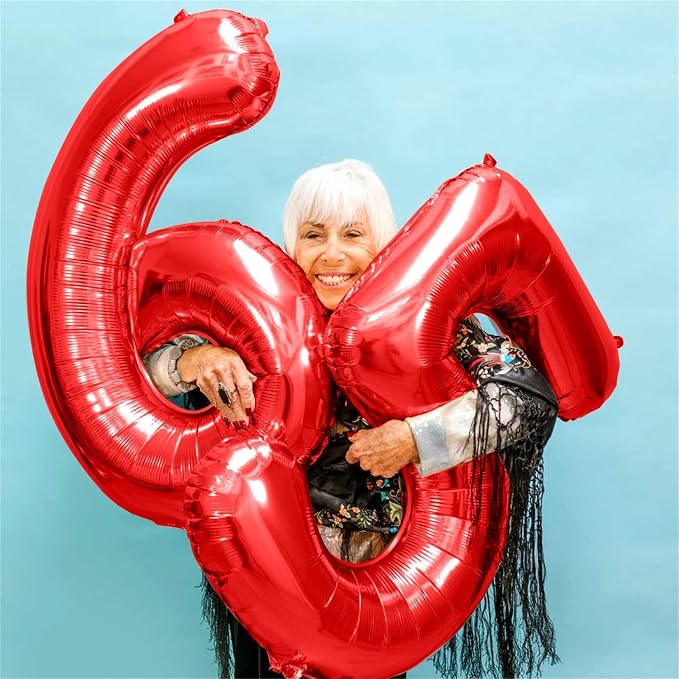 40 Inch Red Large Numbers Balloons 6, Self Inflating Digit 6 Helium Balloons - Image 3