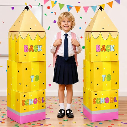 8 Pcs Back to School Balloon Box Decorations Large Pencil Shaped Balloon Boxes by Unknown