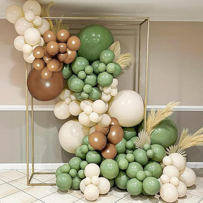 134Pcs Sage Green Tan Balloon Arch Kit, by Iyovgoo