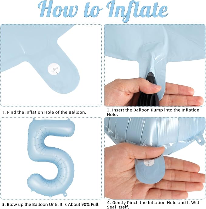 Light Blue Number 5 Balloon, 40 Inch Big Large Foil Number Balloons, Giant - Image 7