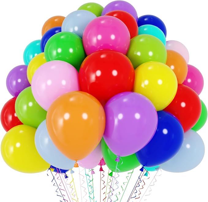 Voircoloria 120pcs Colorful Rainbow Latex Party Balloons, 12inch | by Voircoloria