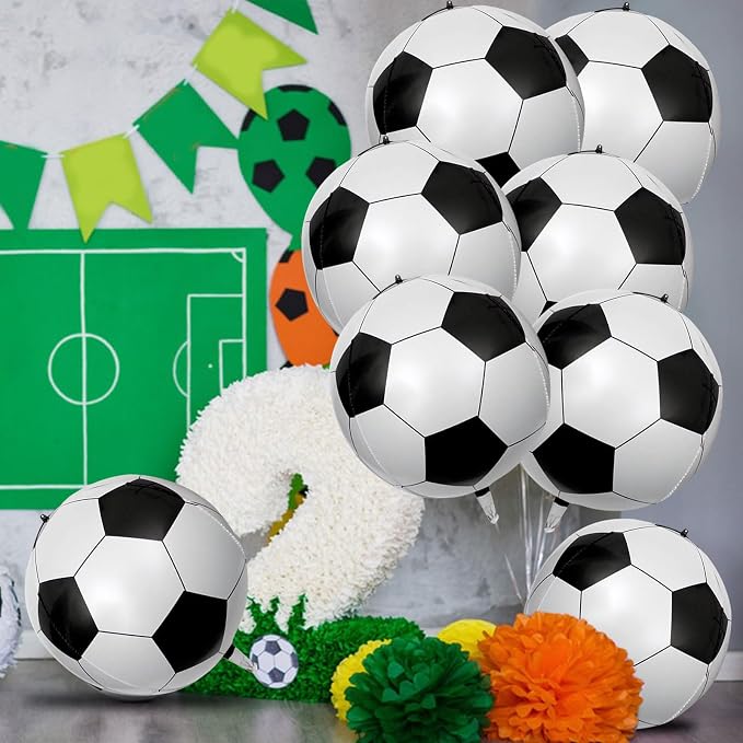 8 Pcs Soccer Foil Balloons 22 Inch 4D Soccer Ball Balloons Large Realistic - Image 7