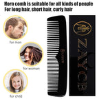 Buffalo Horn Comb - Anti-Static Detangling Styling Comb for All Hair Types (Classic Fine Tooth, Men, Women, Kids)