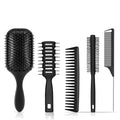 SALONSILK Hair Brush Comb Set, 5PCS Women Men Hair Brush & Styling Comb Set, Wide Tooth Rat Tail Fine Tooth Paddle Roller Combs - Professional Barber Tools for All Types
