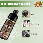 Brown Hair Dye Shampoo for 100% Gray Coverage - 3 IN 1 Hair Color Shampoo with Argan Oil & Ginseng, Ammonia & Paraben Free, Long Lasting Semi-Permanent Natural Color for Women & Men (500ml)