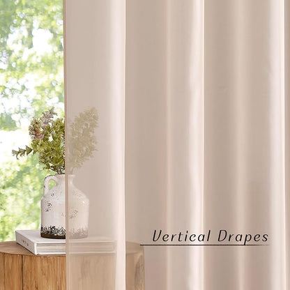 NICETOWN Taupe Voile Sheer Curtains 108 inches Long - Image 4