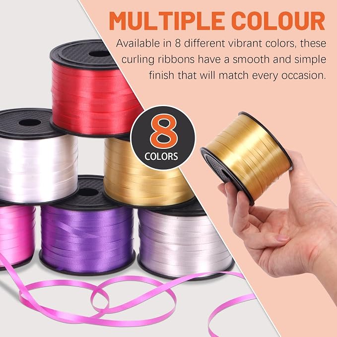 Tanstic 9Pcs Curling Ribbon Set, 800 Yards Total Assorted Colors Wrapping - Image 5