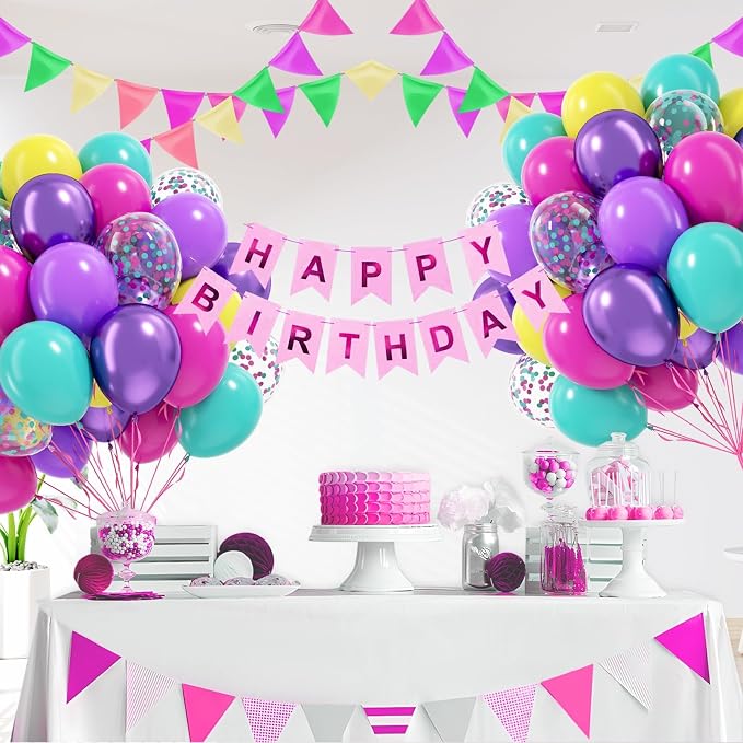 60pcs 12inch Pink Purple and Blue Balloons - Image 7