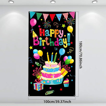 Tatuo Colorful Happy Birthday Banner Door Cover Porch Sign Happy Birthday - Image 2
