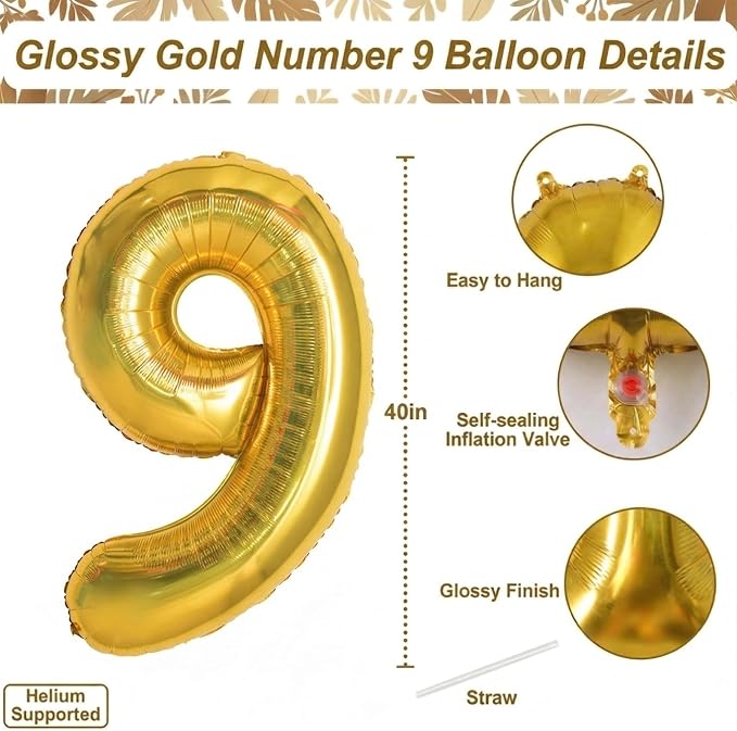 Gold Number 19 Balloon 40 Inch, Shiny Foil Decor - Image 4