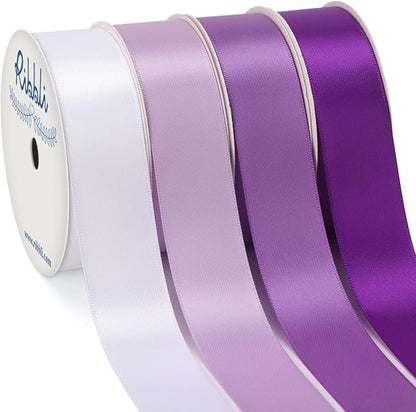 Ribbli Purple Satin Ribbon 1 Inch x 4 Rolls Total 40 Yards-White Lavender by Ribbli