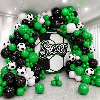 181Pcs Soccer Balloon Garland Arch Kit -Green White Black Soccer Party by Unknown