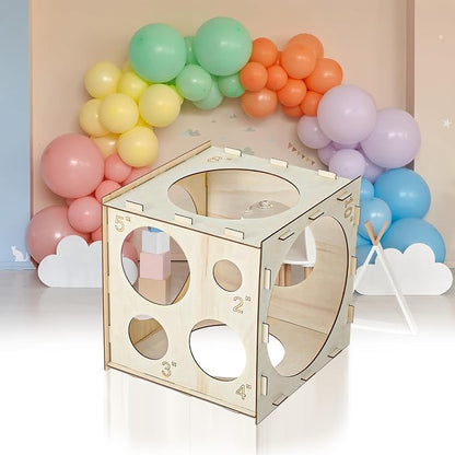 Wood Balloon Sizer Cube, 2-10'' Foldable Balloon Measure Box Tool, 9holes - Image 7