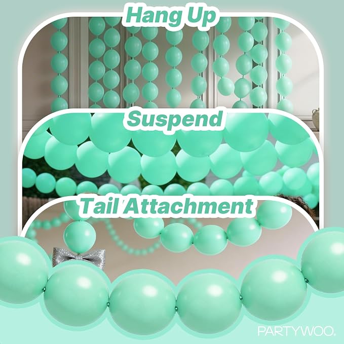 PartyWoo Mint Latex Balloons, for Birthday, Anniversary, Valentine's Day - Image 6