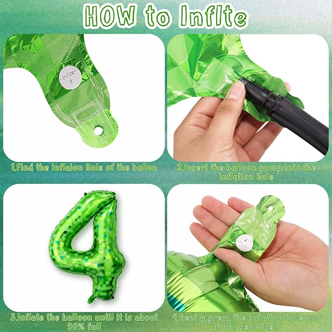40 Inch Lime Green Pixel Number 14 Balloon, 14th Gaming Birthday Decor | Giant - Image 4