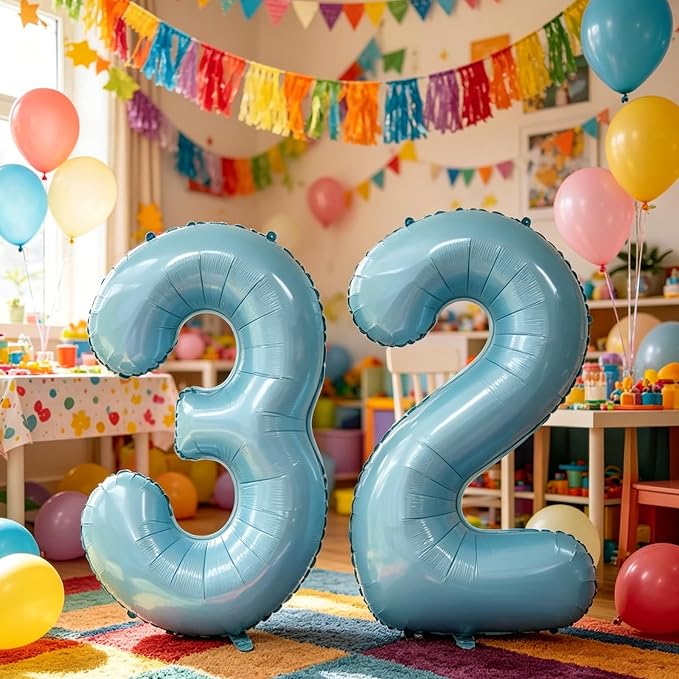 10 Pcs Number Balloons 32 Inch Baby Blue 0-9 Number Mylar Foil Balloons Baby - Image 7