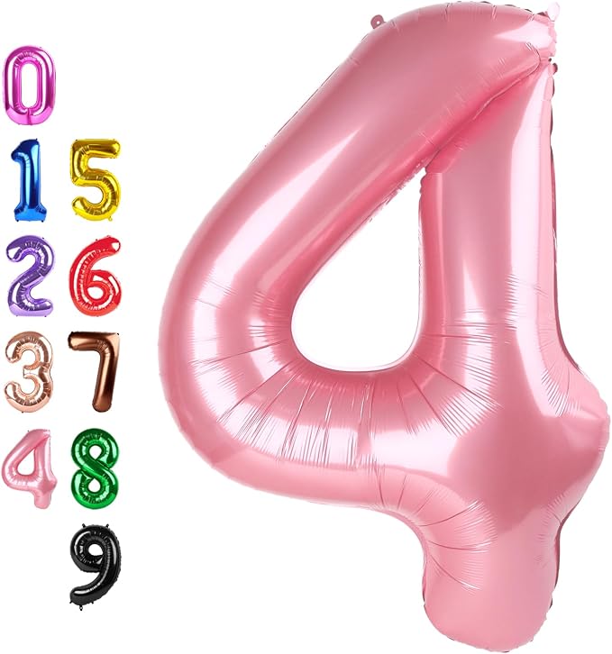 Number Balloons 4 Balloon Pearl Pink by Enyeopd