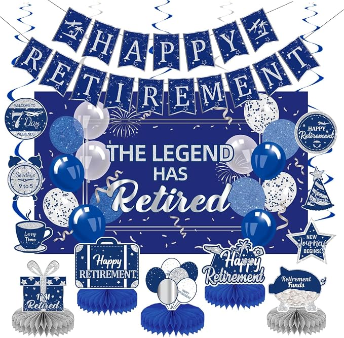 Happy Retirement Party Decorations Men Women, Happy Banner, Hanging Swirls by Plceucsrs