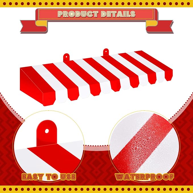 Boao 4 Pack Circus Awning Decoration 3D Stripe Cardboard Awning Carnival Wall - Image 3
