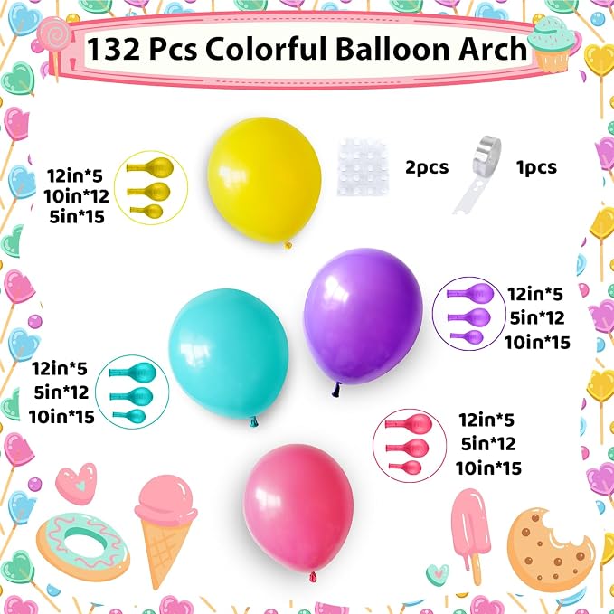 Pink Purple Blue Balloon Arch - Image 2