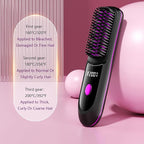 Go Brush Pro Hair Straightener – Cordless Comb with Negative Ion, 7400mAh Fast Heating & Portable Travel Design, Rechargeable Brush for Straightening and Curling (Black-1Pcs)