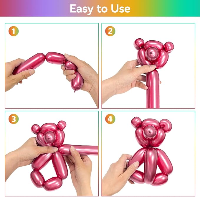 Metallic Multi Long Balloons Premium 260 Twisting Animals Magic Balloons - Image 4