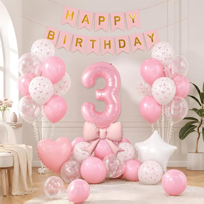 3rd Pink Bow Birthday Decorations - Image 3