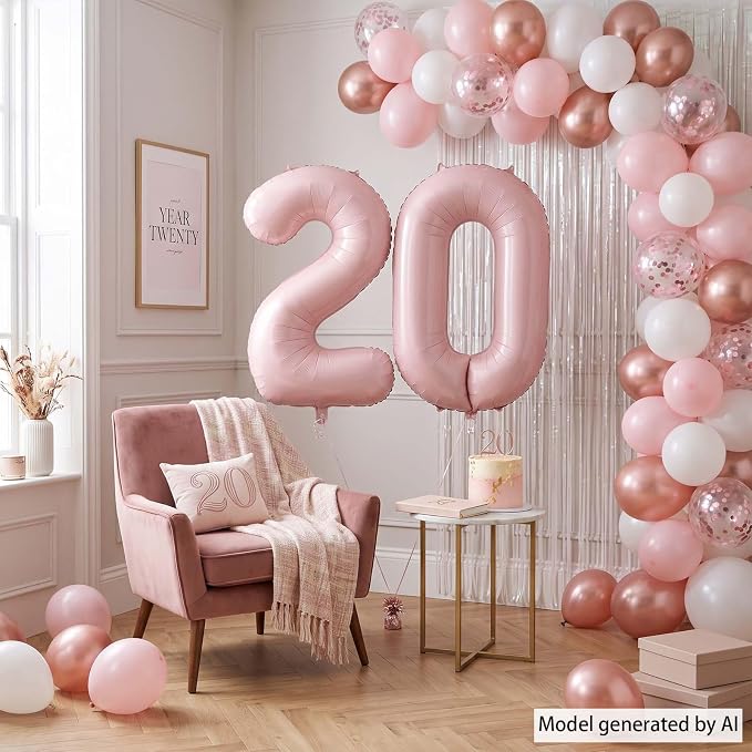 Baby Pink Number 0 Balloon 40 Inch, Foil Numeral Celebration Party Supplies | - Image 3