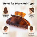 Big Claw Hair Clips for Women Hair Jaw Clips Large Hair Claw Clamps Acetate Hair Clip 2 Pack,Black/Brown