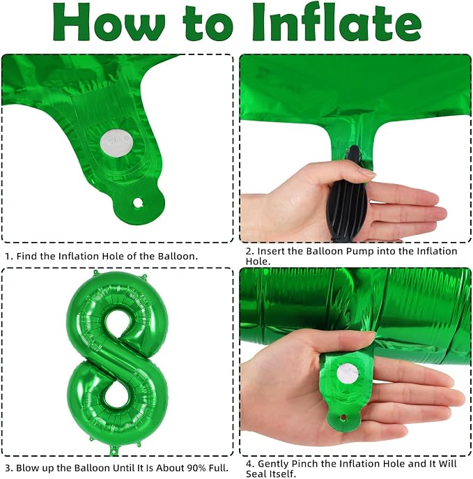 Dark Green Number 8 Balloon 40 Inch, Big Large Foil Helium Number Balloons - Image 7