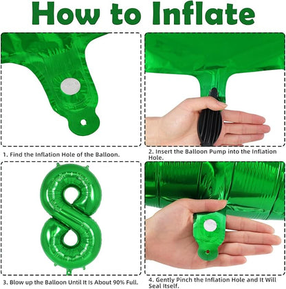 Dark Green Number 8 Balloon 40 Inch, Big Large Foil Helium Number Balloons - Image 7