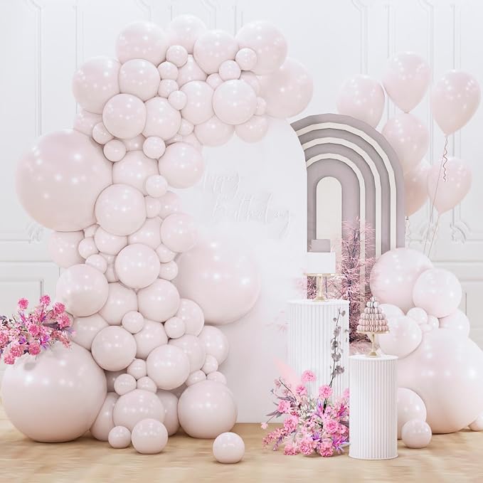 PartyWoo Beige Balloons 152pcs Different Sizes of 18 12 10 5 Inch Boho Cream by PartyWoo