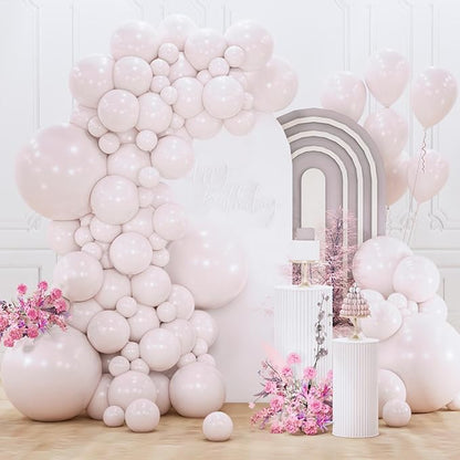 PartyWoo Beige Balloons 155pcs Different Sizes of 18 12 10 5 Inch Boho Cream by PartyWoo