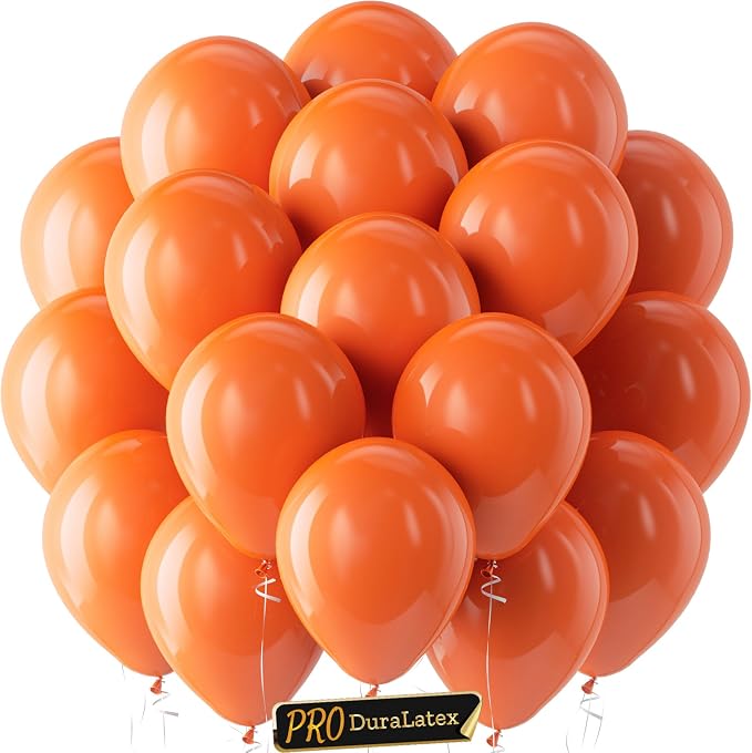 Pro Duralatex Orange Extra-Thick Balloons 120 Pack 10 inch | Matte Orange by Bezente