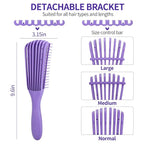 Hair Brush Set for 3a,4c,Wig/Thick/Wavy/Curly/Slick Back Hair Brushes,Rat Tail Combs,8-Row,Edge Brush,For Detangling,Braiding,Teasing,Parting,Styling,Kids,Girls,women(Purple)