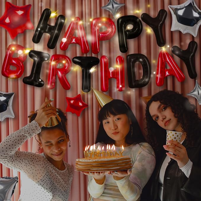 CANREVEL Happy Birthday Banner Decorations + Sign Balloons, - Image 6