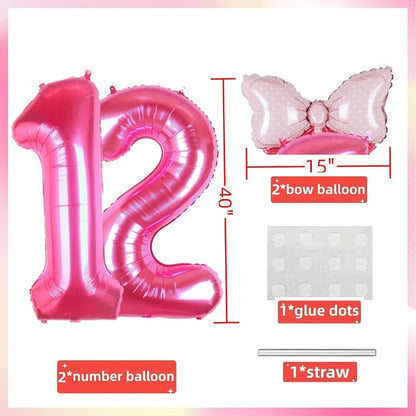 40 inch Pink Number 12 Balloon - Image 5