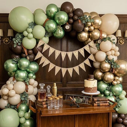 Sage Green Brown Safari Balloons, Camo Army Hunting Balloons - Image 5