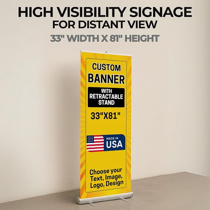 DreamController Custom Retractable Banner 33x81 | Personalized Roll Up Banner - Image 4