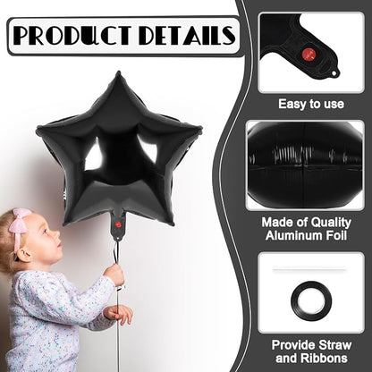 20 Pcs Star Balloons, 18 Inch Black Star Foil Balloons, Stars Shaped Balloon - Image 5
