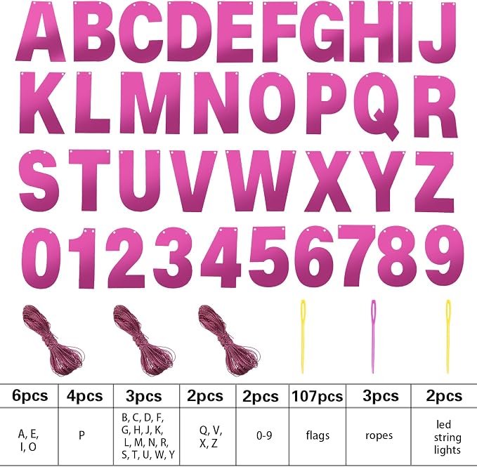 TaoBary 112 Pcs DIY Letter Kit Glitter Customizable Banner Letters Include 107 - Image 4