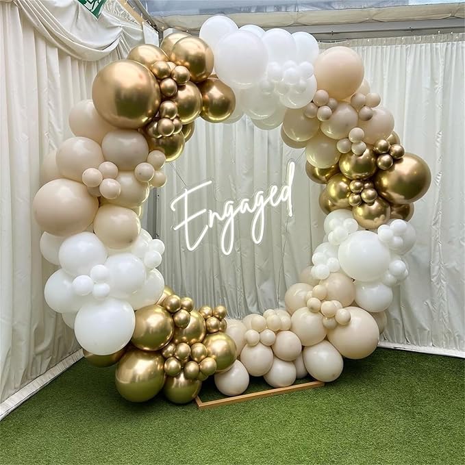 Beige and Champagne Gold Balloon Set - Image 3