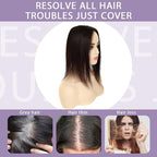 Hair Toppers for Women Real Human Hair, 3x5 Inch Injected Silk Base No Bangs 14 Inch Length 130% Density Hairpieces #1C Natural Black (Subtle Red Undertones in Sunlight)