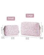 Narwey Cute Floral Makeup Bag Travel Cosmetic Bag Organizer Toiletry Bag Make Up Bags with Compartments for Women Girls (Green Leaves and Flower, Large)
