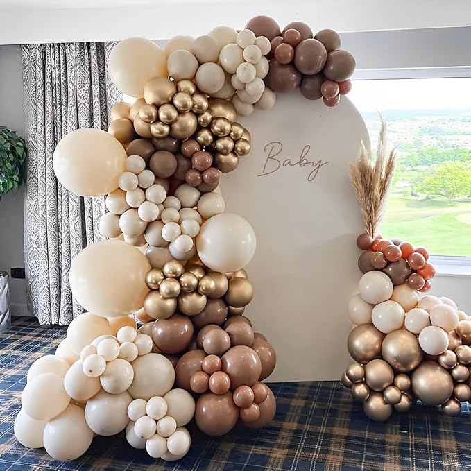 Brown Beige Gold Balloons Blush Neutral Tan Sand White Champagne Latex Balloon - Image 4