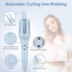 JAMIEWIN Automatic Hair Curler, 28mm Rotating Curling Iron with 3 Temperatures, Fast Heating Curling Tongs Anti-Scald, Anti-Tangle Curling Wand with Negative Ions for Medium Long Hair Blue