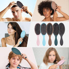 Boar Bristles Hair Brush for Women and Men, Detangling Hair Brush for Smoothing Massage Add Shine, Nylon&Boar Bristles Detangler brush for Hair Healthy (1 Pack-Mocha)
