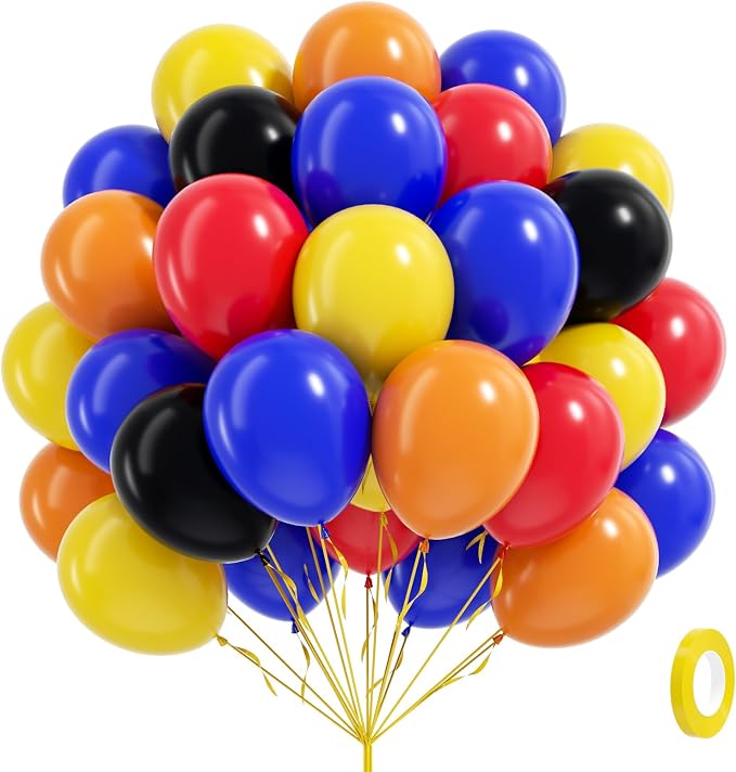 60pcs Race Car Balloons with 12inch Black Blue Yellow Red Orange Balloons | by BAUANOOY
