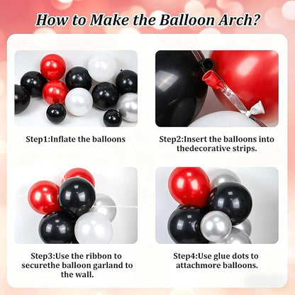 130pcs Red and Black Balloon Arch Kit - Image 3